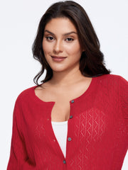 Round Neck Cut Out Open Front Cardigan