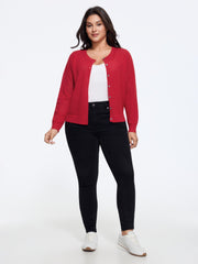 Round Neck Cut Out Open Front Cardigan