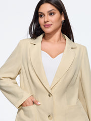 Lapel Collar Button Patch Pockets Blazer