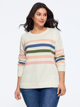 Contrast Striped Crew Neck Loose Fit Pullover