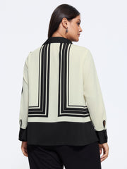 Geometric Striped Button‑Down Blouse