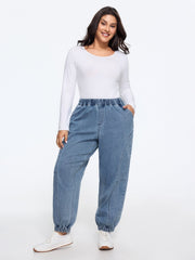 Stretch Pull-On Seam Stitching Jogger Jeans