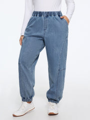 Stretch Pull-On Seam Stitching Jogger Jeans