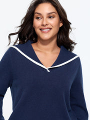 Supersoft Nautical Sailor Collar Contrast Trim Pullover
