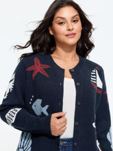 Supersoft Starfish Shell Jacquard Button Front Cardigan