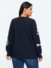 Supersoft Starfish Shell Jacquard Button Front Cardigan