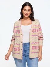 Floral Jacquard Pocket Cut Out Cardigan