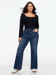 Stretch Washed Pocket Bootcut Jeans