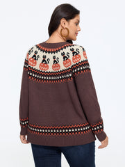 Supersoft Cat Pumpkin Fair Isle Jacquard Pullover