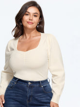 Supersoft Textured Square Neck Front Ruched Pullover