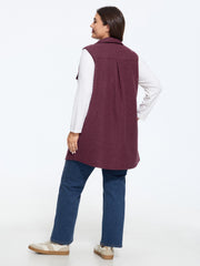 Collared Button Down Pocket Sleeveless Jacket