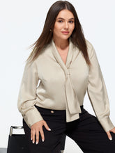 Satin Tie Neck Long Sleeve Blouse