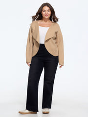 Lapel Collar Open Front Cropped Cardigan