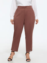 Stretch Front Seam Split Hem Straight Leg Pants