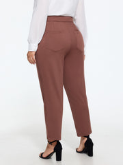 Stretch Front Seam Split Hem Straight Leg Pants