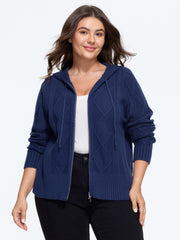 Supersoft Full Zip Cable Knit Hooded Cardigan