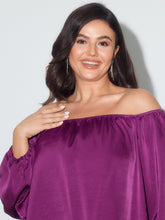 Satin Off Shoulder Loose Blouse
