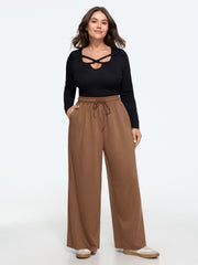 Supersoft Stretch Drawstring Waist Wide Leg Pants