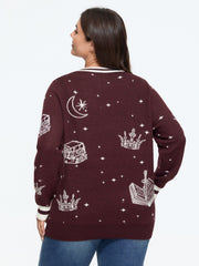 Crown Magic Book Jacquard V‑Neck Pullover