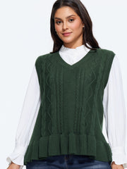 V‑Neck Cable Knit Sweater Vest
