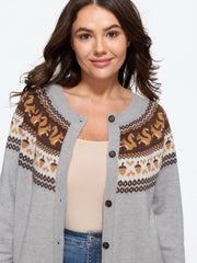 Supersoft Squirrel & Acorn Pattern Fair Isle Jacquard Cardigan