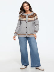 Supersoft Squirrel & Acorn Pattern Fair Isle Jacquard Cardigan