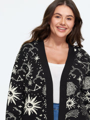 Supersoft Sun Moon Constellation Jacquard Open Front Cardigan