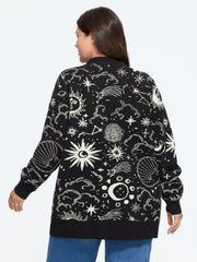 Supersoft Sun Moon Constellation Jacquard Open Front Cardigan