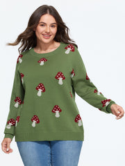 Supersoft Crew Neck Mushroom Pattern Pullover