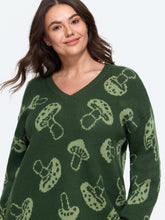 Mushroom Jacquard V‑Neck Pullover