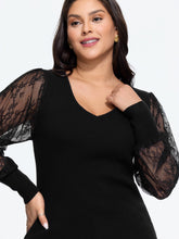 Supersoft Sheer Floral Lace Puff Sleeve Pullover