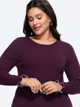 Supersoft Round Neck Contrast Ruffle Cuff Pullover