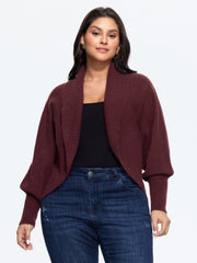 Shawl Collar Open‑Front Cropped Cardigan