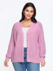 Hollow Crochet Button Front Knit Cardigan