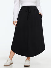 Supersoft Arc Hem Drawstring Elastic Waist Midi Skirt