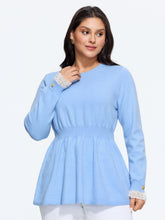 Supersoft Round Neck Lace Cuff Pullover