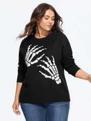 Skeleton Hands Graphic Crew Neck Pullover