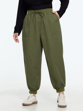 Drawstring Waist Patch Pocket Jogger Pants