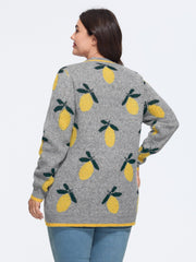 Supersoft Lemon Jacquard V‑Neck Knit Cardigan