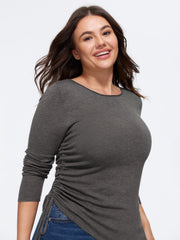 Supersoft Boat Neck Side Drawstring Ruched Pullover