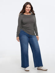 Supersoft Boat Neck Side Drawstring Ruched Pullover