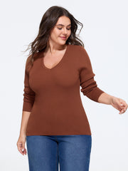 V‑Neck Long Sleeve Fitted Pullover