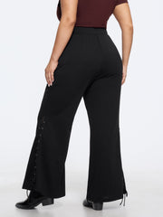 Side Lace‑Up Split Hem Flare Pants
