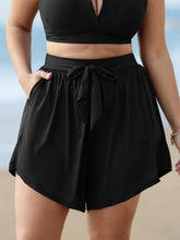 High-Waisted Tie Pocket Swim Shorts