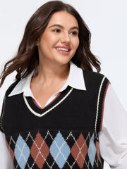 Supersoft Argyle Jacquard V‑Neck Sweater Vest