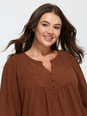 Corduroy Long Sleeve Ruffle Hem Mini Dress