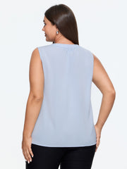 Notched Split Neck Flowy Tank Top