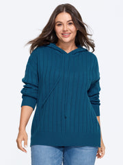 Textured Drawstring Hoodie Pullover