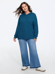 Textured Drawstring Hoodie Pullover