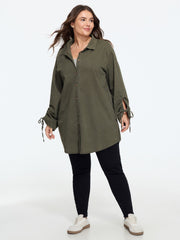 Cotton Vintage Drawstring Cuff Button Down Jacket